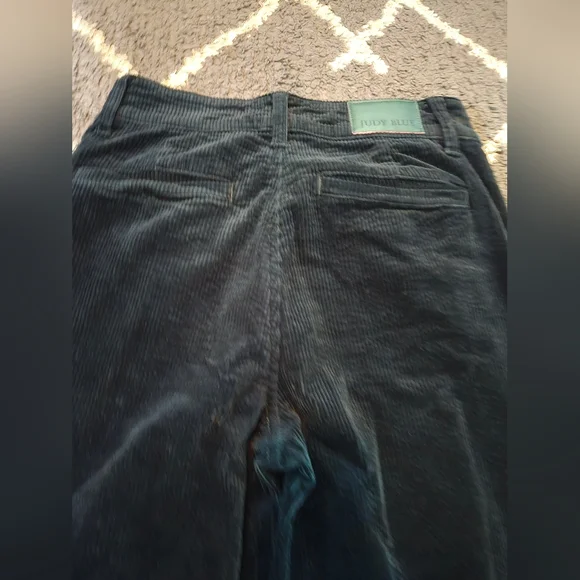 Judy Blue Corduroy Pants Women Sz 5/27 Wide Leg High Rise Emerald Green Stretch - Picture 9 of 12